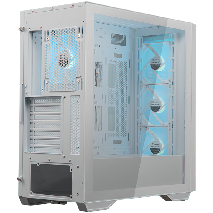 Кутия за компютър Cougar Uniface RGB, Mid Tower, Mesh Front Panel, 4 x 120mm ARGB Fans, TG Left Panel, White - CGR-5C78W-RGB