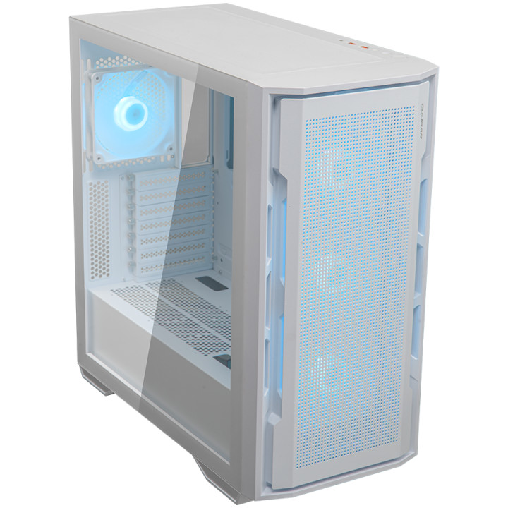 Кутия за компютър Cougar Uniface RGB, Mid Tower, Mesh Front Panel, 4 x 120mm ARGB Fans, TG Left Panel, White - CGR-5C78W-RGB