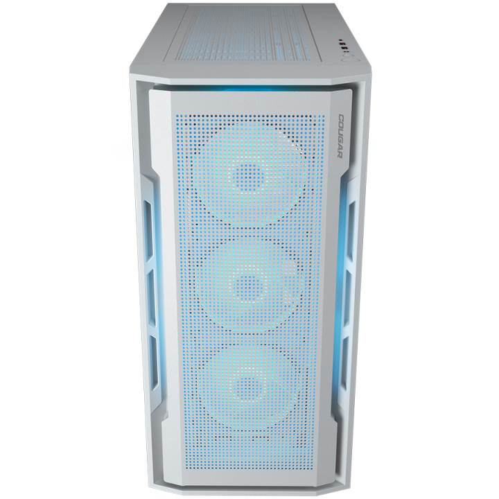 Кутия за компютър Cougar Uniface RGB, Mid Tower, Mesh Front Panel, 4 x 120mm ARGB Fans, TG Left Panel, White - CGR-5C78W-RGB