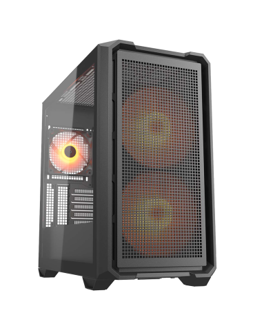 Кутия за компютър Cougar MX600 Mini RGB Black, Mini Tower, Mesh Front Panel, 2 x 160mm   1 x 120mm Fans, Transparent Left Panel - CGR-5GC9B-RGB