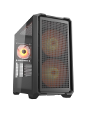 Кутия за компютър Cougar MX600 Mini RGB Black, Mini Tower, Mesh Front Panel, 2 x 160mm   1 x 120mm Fans, Transparent Left Panel - CGR-5GC9B-RGB