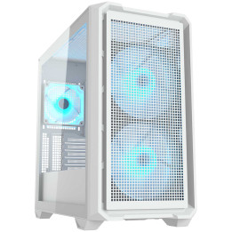 Кутия за компютър Cougar MX600 Mini RGB White, Mini Tower, Mesh Front Panel, 2 x 160mm   1 x 120mm Fans, Transparent Left Panel - CGR-5GC9W-RGB