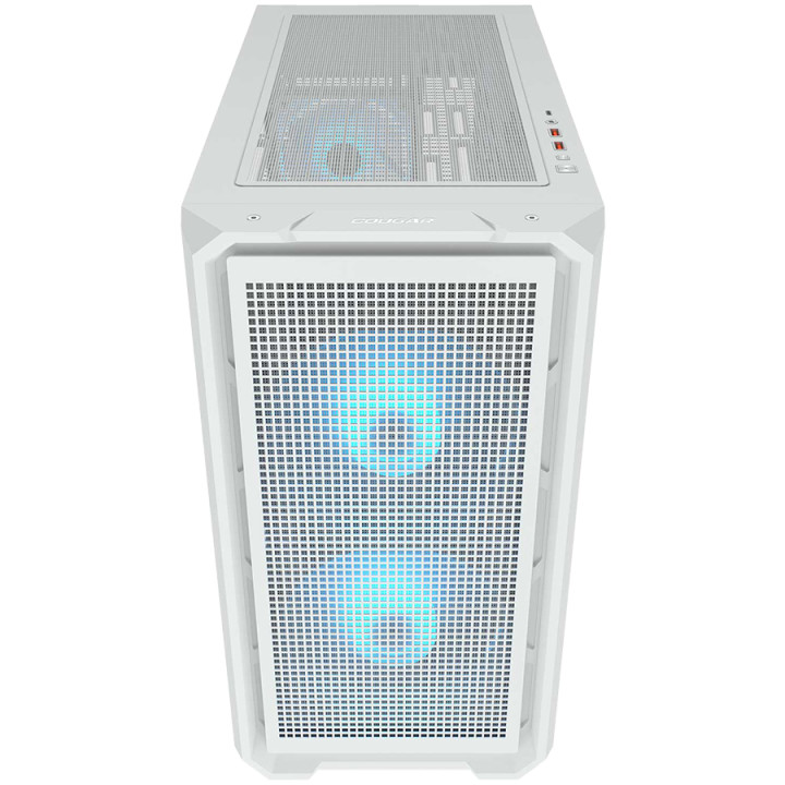 Кутия за компютър Cougar MX600 Mini RGB White, Mini Tower, Mesh Front Panel, 2 x 160mm   1 x 120mm Fans, Transparent Left Panel - CGR-5GC9W-RGB