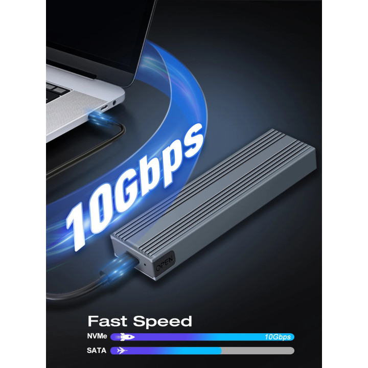Външна кутия за диск VCom M.2 NVMe M/B key - 10Gbps USB3.1 Type-C/A - CU850N