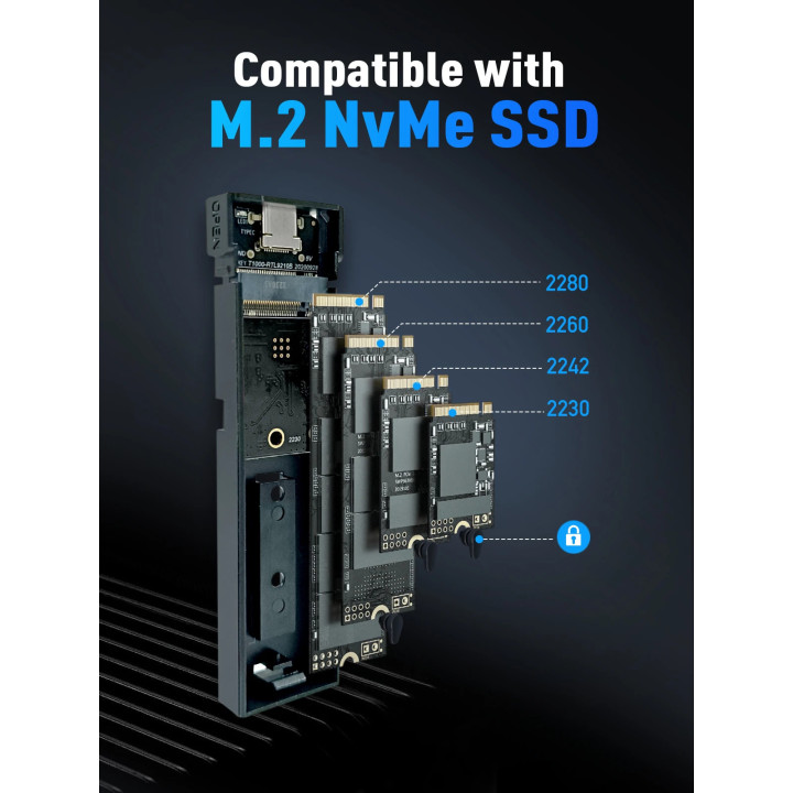 Външна кутия за диск VCom M.2 NVMe M/B key - 10Gbps USB3.1 Type-C/A - CU850N