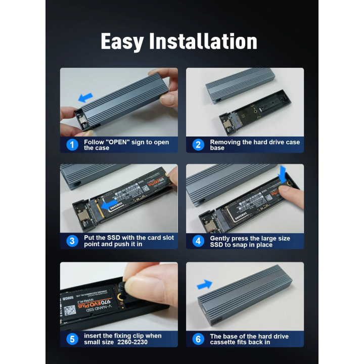 Външна кутия за диск VCom M.2 NVMe M/B key - 10Gbps USB3.1 Type-C/A - CU850N