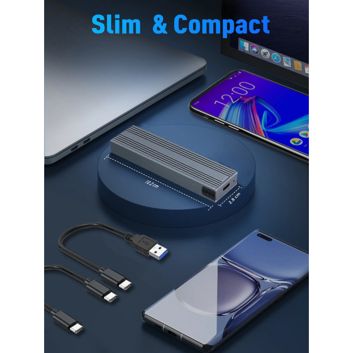 Външна кутия за диск VCom M.2 NVMe M/B key - 10Gbps USB3.1 Type-C/A - CU850N