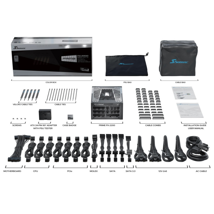 Захранване Seasonic  PRIME PX-2200 PSU ATX 3.1 2200W Platinum PCIe Gen 5 - PRIME-PX-2200-ATX30
