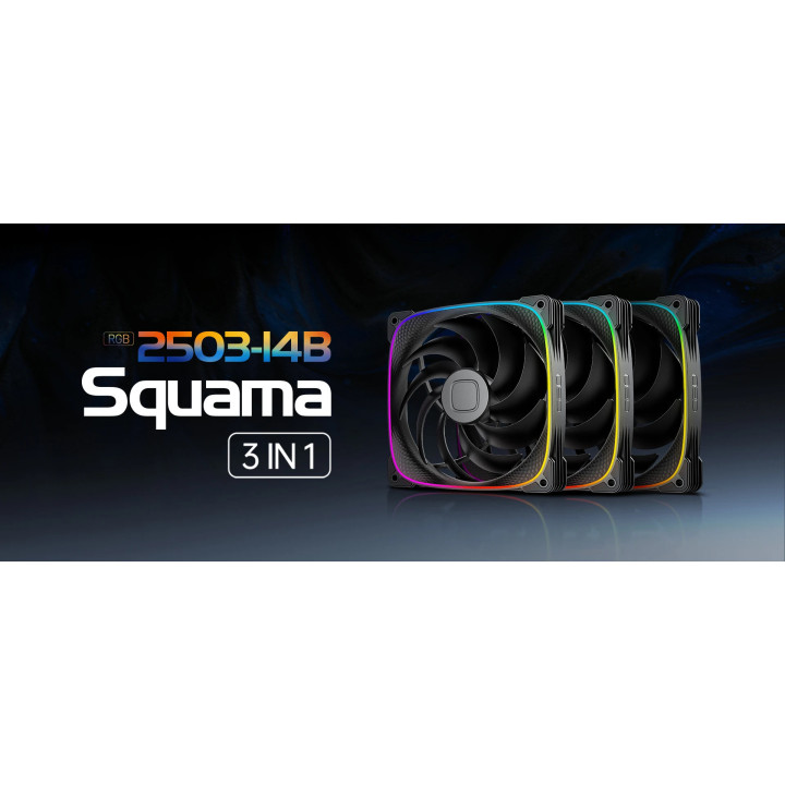 Комплект вентилатори Geometric Future 3-in-1 140mm, Squama 2503B-14 Black - GEO-2503B-14-PACK
