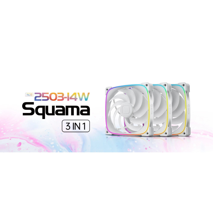 Комплект вентилатори Geometric Future 3-in-1 140mm Squama 2503W-14 White - GEO-2503W-14-PACK