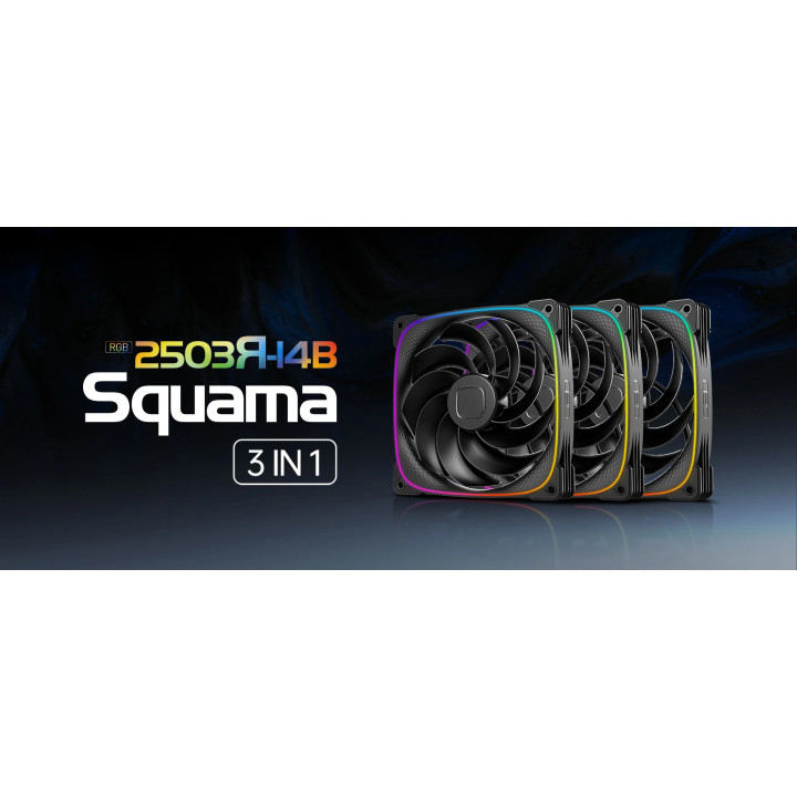 Комплект вентилатори Geometric Future 3-in-1 140mm, Reversed, Squama 2503RB-14 Black - GEO-2503RB-14