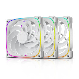 Комплект вентилатори Geometric Future 3-in-1 140 mm, Reversed, Squama 2503RW-14 White - GEO-2503RW-PACK