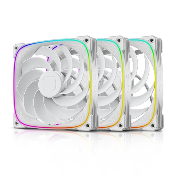 Комплект вентилатори Geometric Future 3-in-1 140 mm, Reversed, Squama 2503RW-14 White - GEO-2503RW-PACK