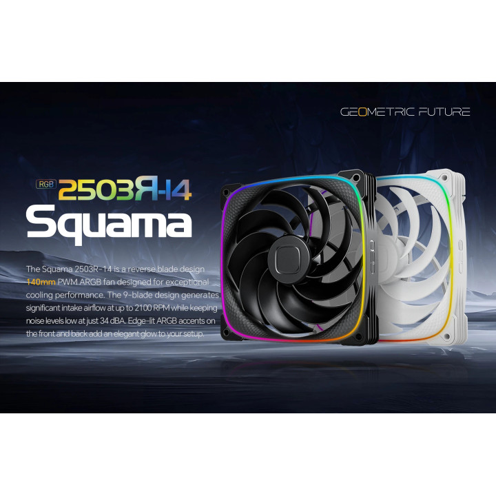 Комплект вентилатори Geometric Future 3-in-1 140 mm, Reversed, Squama 2503RW-14 White - GEO-2503RW-PACK