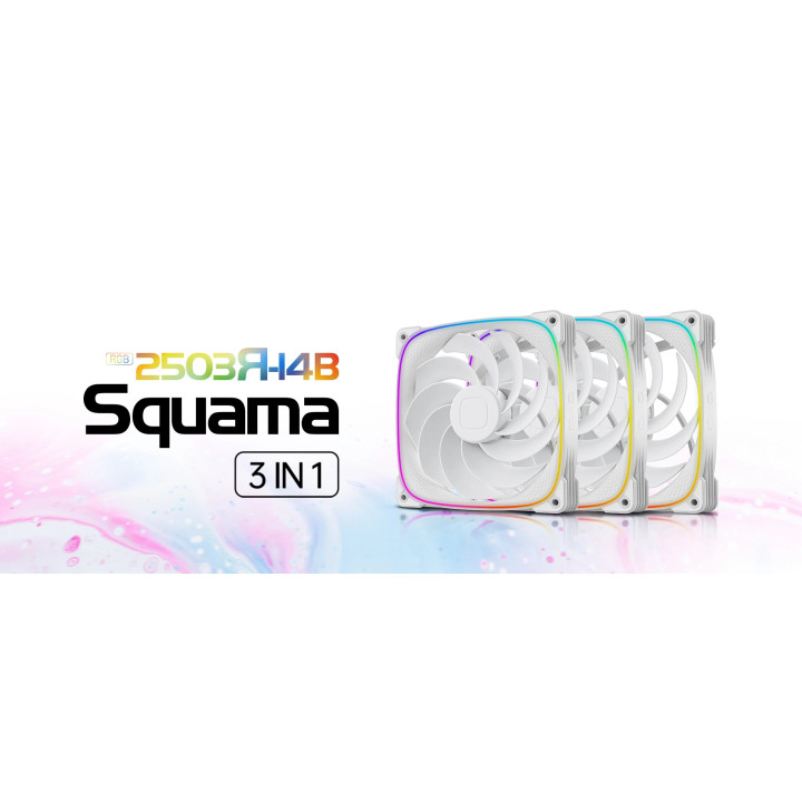 Комплект вентилатори Geometric Future 3-in-1 140 mm, Reversed, Squama 2503RW-14 White - GEO-2503RW-PACK