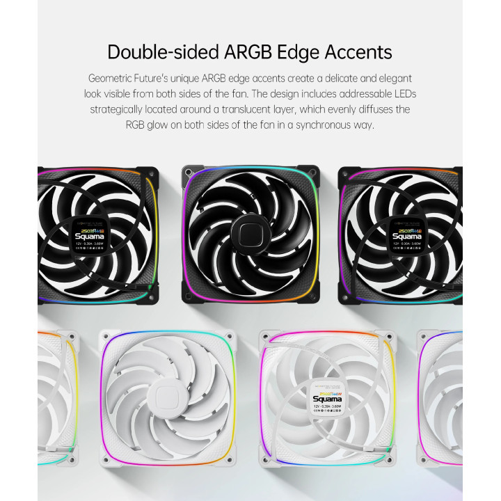 Комплект вентилатори Geometric Future 3-in-1 140 mm, Reversed, Squama 2503RW-14 White - GEO-2503RW-PACK