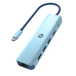 Докинг станция Vcom Docking Station Type-C 6-in-1 - CUE55 - PD3.0 100W, LAN 1000Mbps, HDMI, USB3.0 x 3, SD, TF