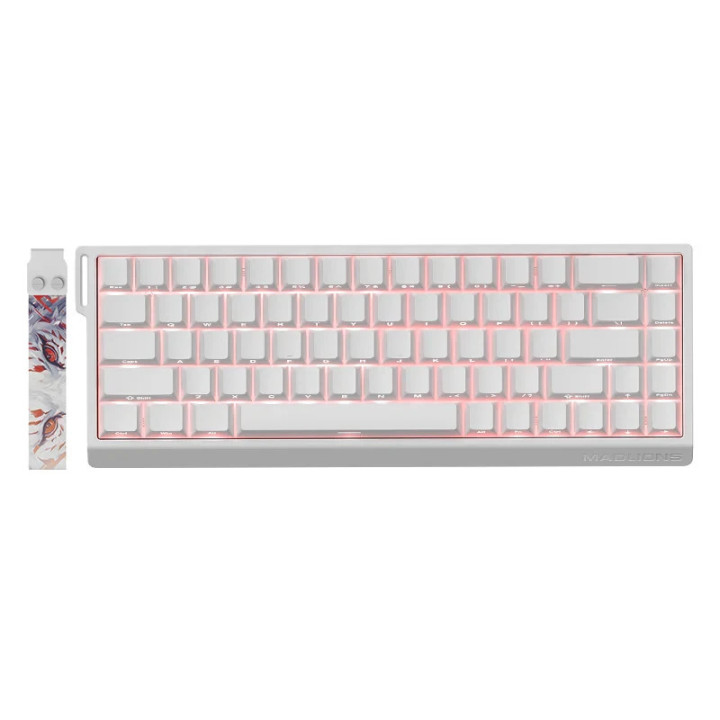 Професионална геймърска механична клавиатура Madlions MAD 68 HE RGB, 1K, Magnetic Amber Pro Switches, White - MAD-68-RGB-WH