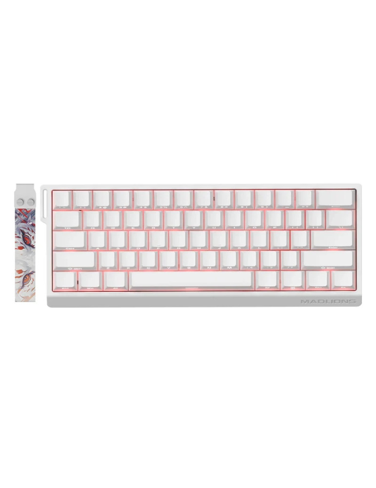 Професионална геймърска механична клавиатура Madlions MAD 60 HE RGB, 1K, Magnetic Amber Pro Switches, White - MAD-60-HE-RGB-WH