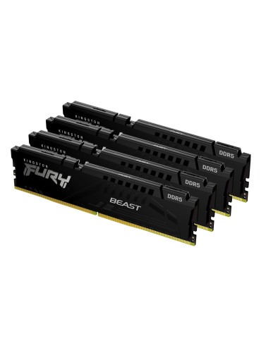 RAM памет Kingston 128GB(4x32GB) DDR5 5200MHz CL40 FURY Beast Black  - KF552C40BBK4-128