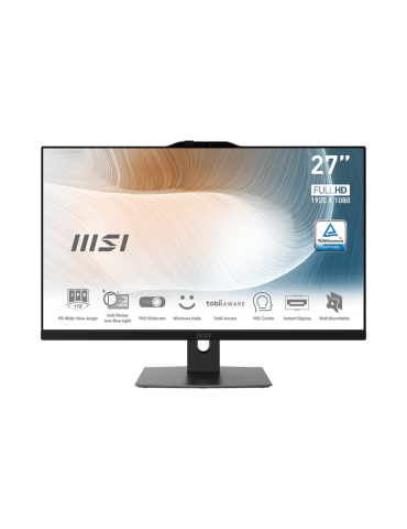 All in One компютър MSI MODERN AM272P, 27" IPS FHD, Intel Core i5-1235U, 8GB RAM, 512GB SSD, Intel Iris Xe Graphics, Windows 11 Pro - 9S6-AF8211-861