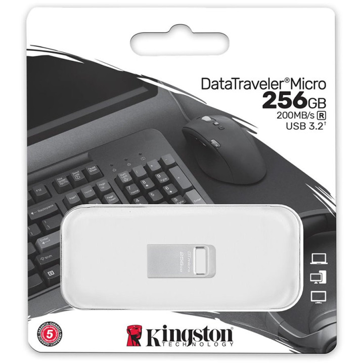 Флаш памет Kingston 256GB DataTraveler Micro 200MB/s Metal USB 3.2 Gen 1 - DTMC3G2/256GB