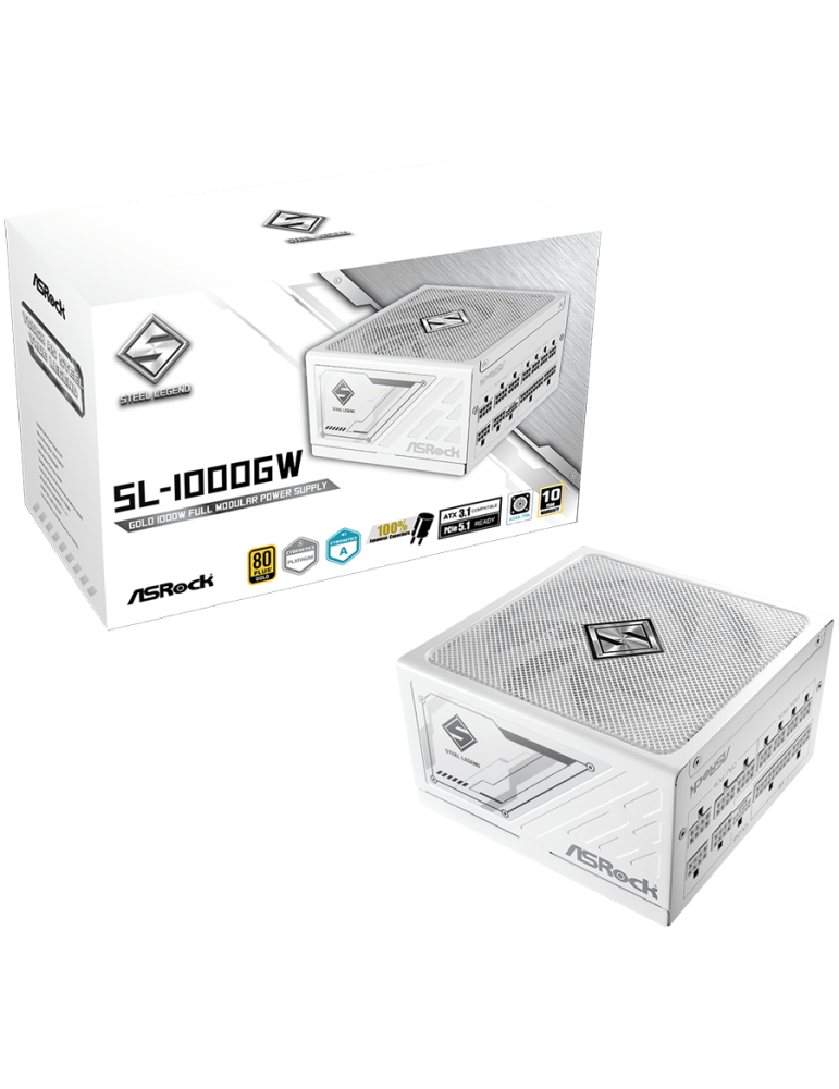 Модулно захранване Asrock SL-1000GW, 1000W, 80 Plus GOLD, ATX 3.1, White