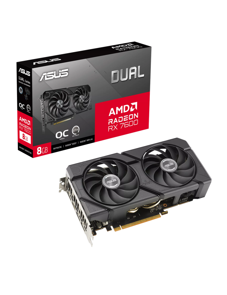 Видео карта Asus Dual Radeon RX 7600 EVO OC Edition 8GB GDDR6, 128 bit - DUAL-RX7600-O8G-EVO
