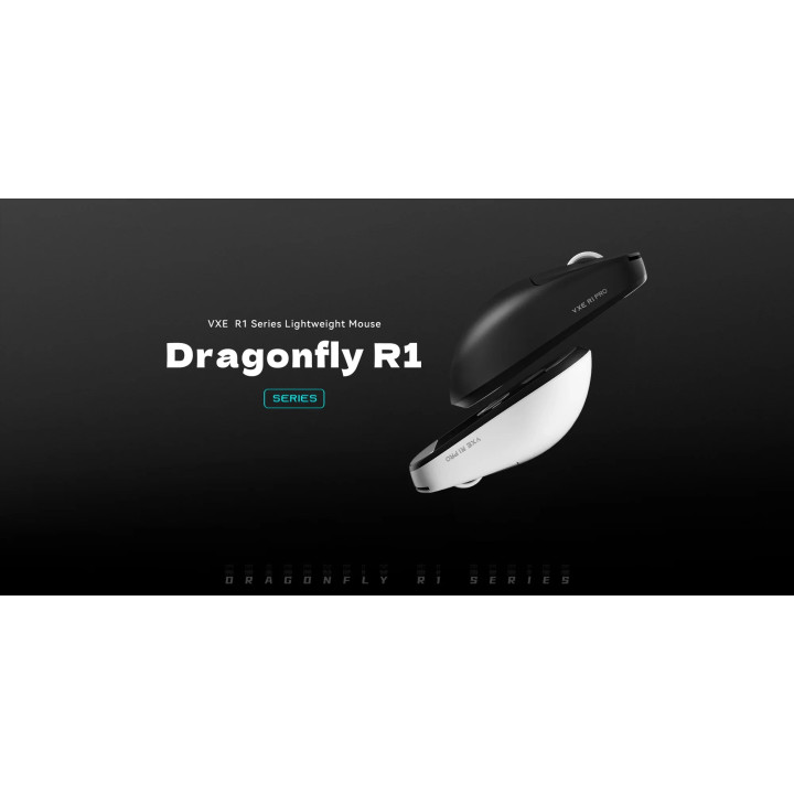 Професионална геймърска мишка VXE Dragonfly R1 Pro Max 1K (4K compatible, Kailh White Blade Switches, White - VXE-R1-PRO-MAX-BK