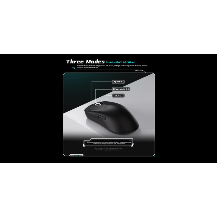 Професионална геймърска мишка VXE Dragonfly R1 Pro Max 1K (4K compatible, Kailh White Blade Switches, White - VXE-R1-PRO-MAX-BK