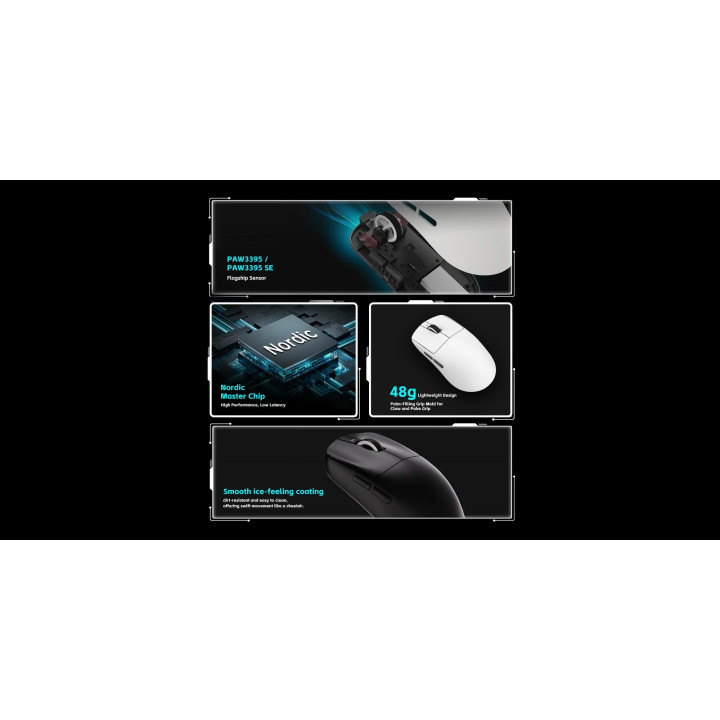 Професионална геймърска мишка VXE Dragonfly R1 1K, Huano Ice Berry Pink Dot Switches, White - VXE-R1-WH