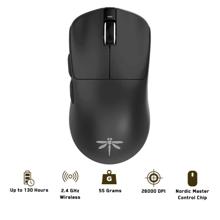 Професионална безжична геймърска мишка VGN F1 PRO MAX DRAGONFLY - 1K (4K compatible), Kailh Black Gold Mamba Switches, White - F1-PRO-MAX-DRAGONFLY