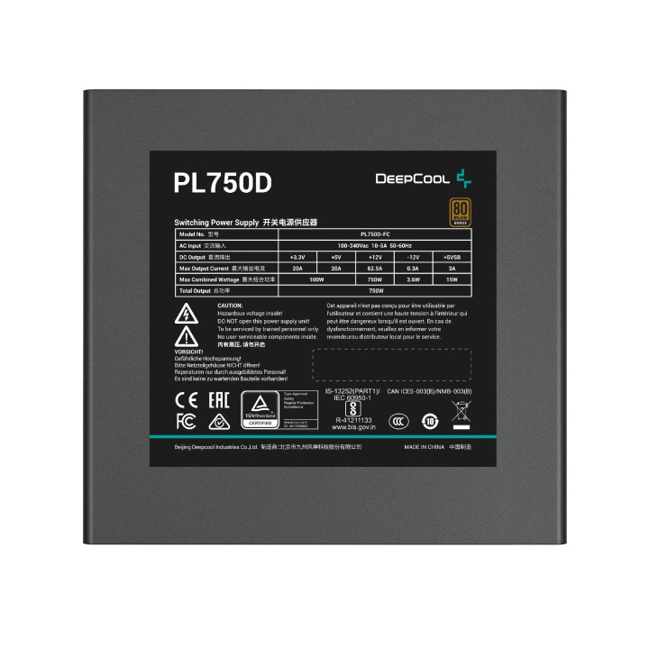 Захранване DeepCool PL750-D 750W Bronze ATX 3.0 - R-PL750D-FC0B-EU
