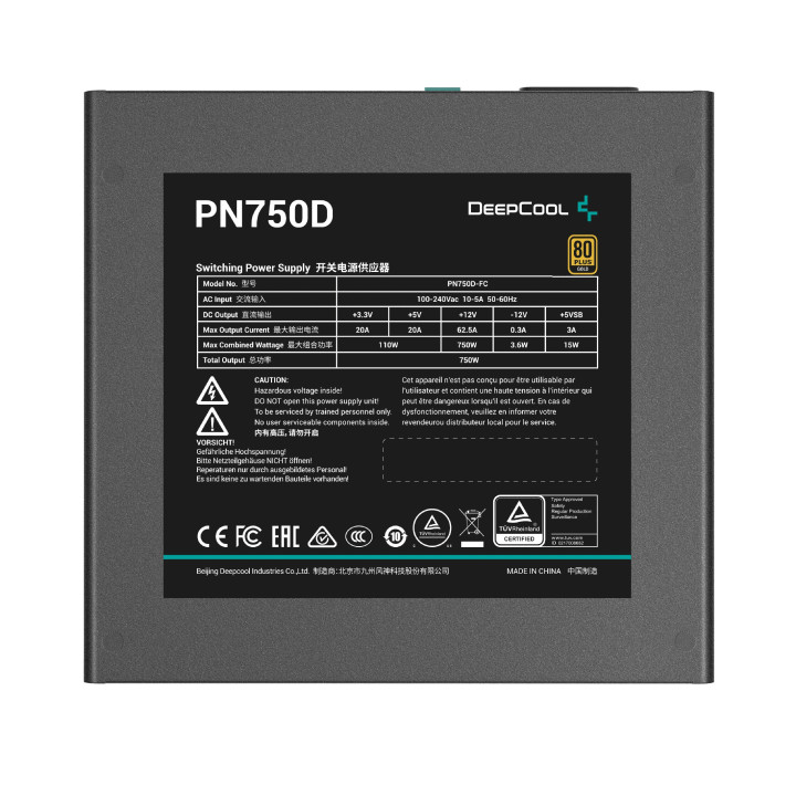Захранване DeepCool PN750D, ATX 3.1, 750W, Gold - R-PN750D-FC0B-EU