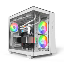 Кутия за компютър Montech KING 65 Pro, Dual Chamber Mid-tower Case, 3 ARGB Fans, White - MONTECH-KING-65-PRO-W