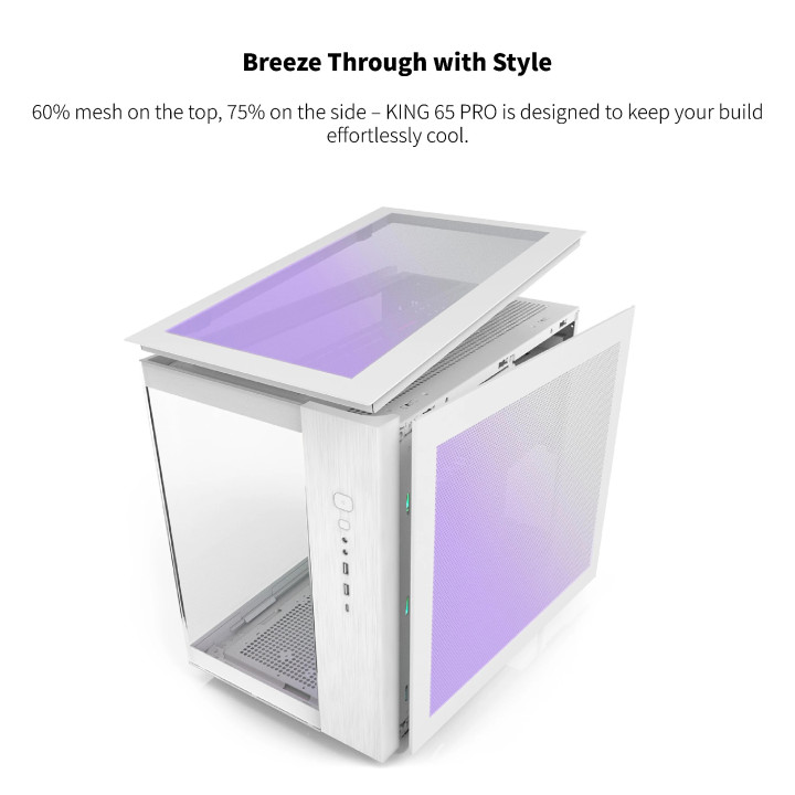 Кутия за компютър Montech KING 65 Pro, Dual Chamber Mid-tower Case, 3 ARGB Fans, White - MONTECH-KING-65-PRO-W