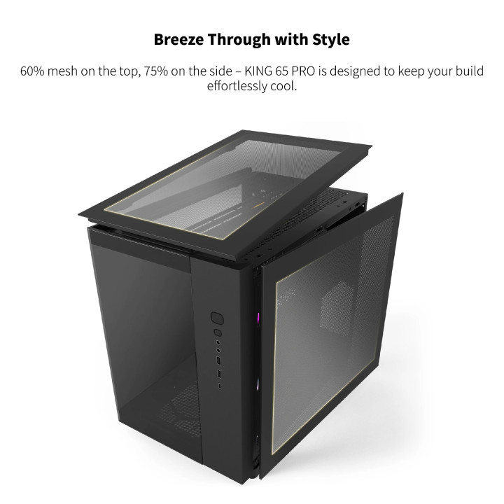 Кутия за компютър Montech KING 65 Pro, Dual Chamber Mid-tower Case, 3 ARGB Fans, Black - MONTECH-KING-65-PRO-B