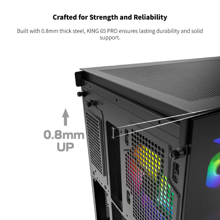 Кутия за компютър Montech KING 65 Pro, Dual Chamber Mid-tower Case, 3 ARGB Fans, Black - MONTECH-KING-65-PRO-B