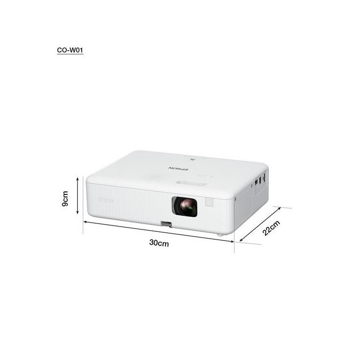 Проектор Epson CO-W01, WXGA (1024 x 768, 16:10), 3 000 ANSI lumens, 15 000:1, VGA, HDMI, USB, 24 months, Lamp: 12 months or 1 000 h, White - V11HA86040