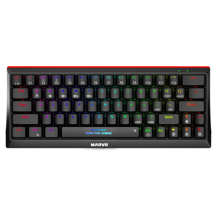 Bluetooth механична геймърска клавиатура Marvo Hecate 61WR Black KG962W-R, Bluetooth 5.0, 63 keys - MARVO-KG962W-R