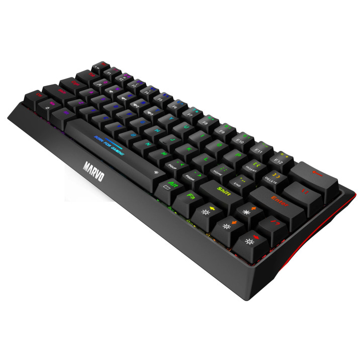 Bluetooth механична геймърска клавиатура Marvo Hecate 61WR Black KG962W-R, Bluetooth 5.0, 63 keys - MARVO-KG962W-R