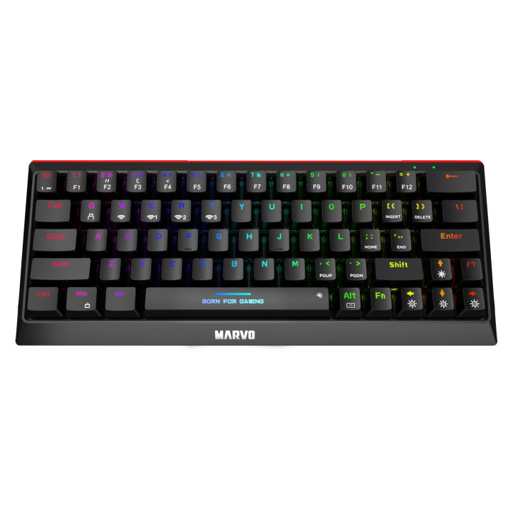 Bluetooth механична геймърска клавиатура Marvo Hecate 61WR Black KG962W-R, Bluetooth 5.0, 63 keys - MARVO-KG962W-R
