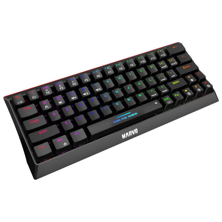 Bluetooth механична геймърска клавиатура Marvo Hecate 61WR Black KG962W-R, Bluetooth 5.0, 63 keys - MARVO-KG962W-R