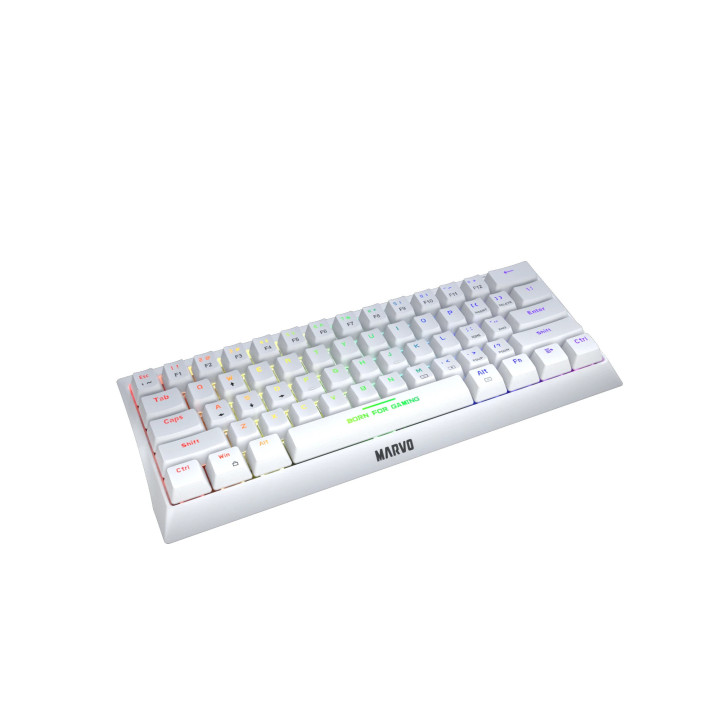 Механична геймърска клавиатура Marvo 61 keys TKL Hecate 61R WH, KG962G White, RED switches, RGB - MARVO-KG962G-WH-R