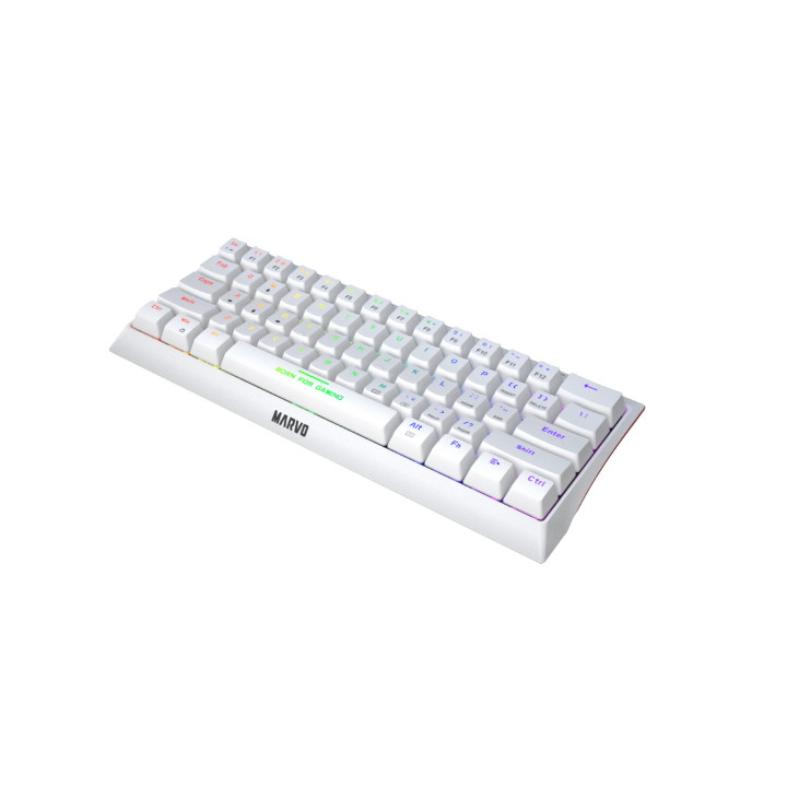 Механична геймърска клавиатура Marvo 61 keys TKL Hecate 61R WH, KG962G White, RED switches, RGB - MARVO-KG962G-WH-R