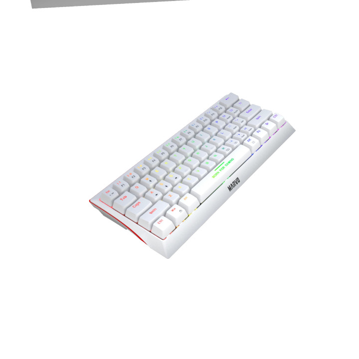 Механична геймърска клавиатура Marvo 61 keys TKL Hecate 61R WH, KG962G White, RED switches, RGB - MARVO-KG962G-WH-R