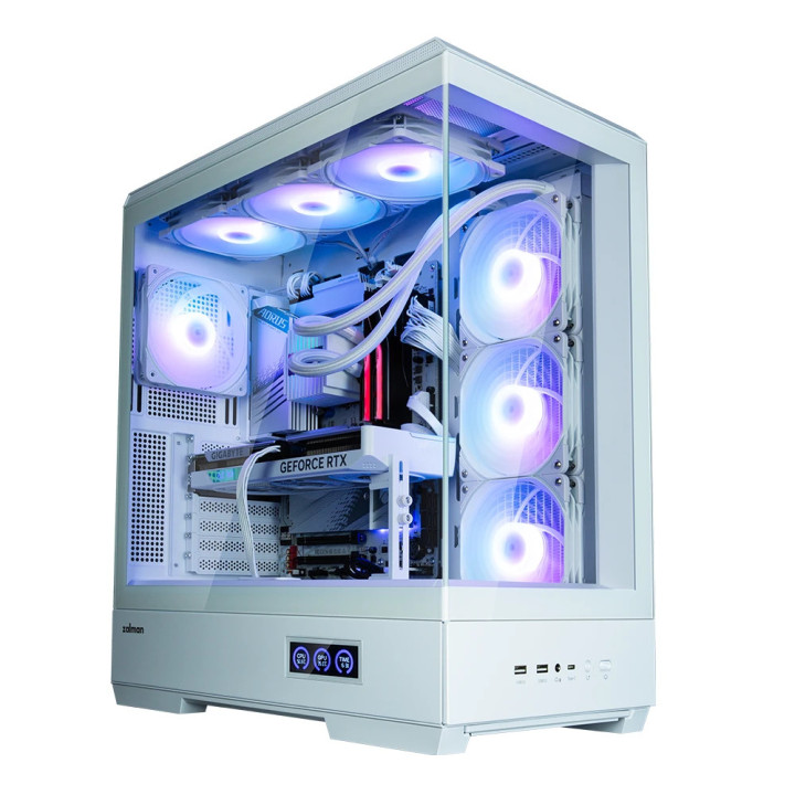 Кутия за компютър Zalman P50 DS White, ATX, Digital Display, Addressable RGB - ZM-P50-DS-WH