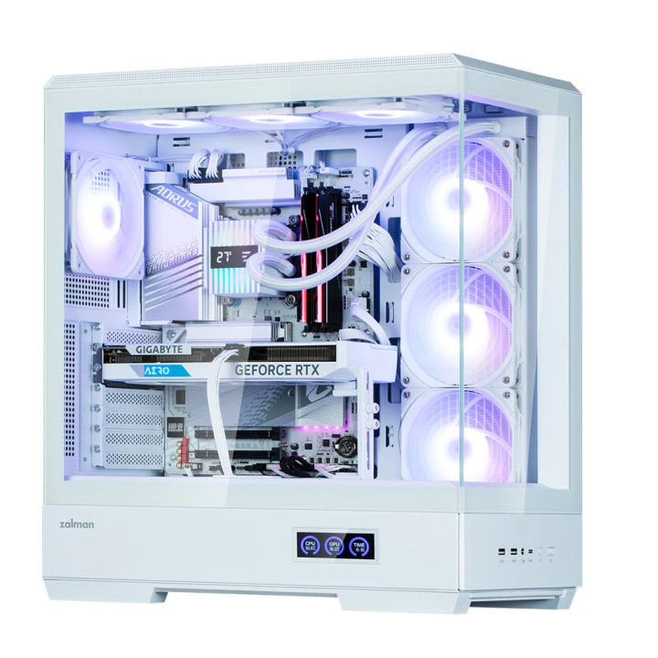 Кутия за компютър Zalman P50 DS White, ATX, Digital Display, Addressable RGB - ZM-P50-DS-WH