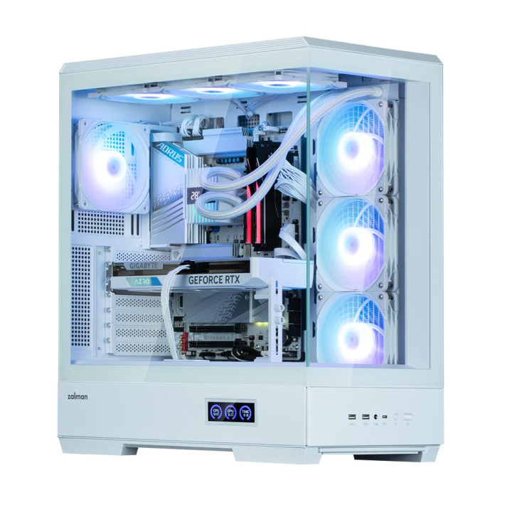 Кутия за компютър Zalman P50 DS White, ATX, Digital Display, Addressable RGB - ZM-P50-DS-WH