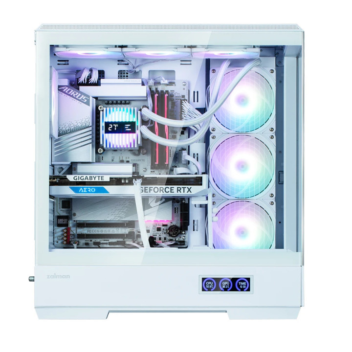 Кутия за компютър Zalman P50 DS White, ATX, Digital Display, Addressable RGB - ZM-P50-DS-WH